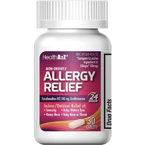 HealthA2Z Fexofenadine Hydrochloride 180mg, Antihistamine for Allergy Relief, Non-Drowsy, 24-Hour Antihistamine for Allergy Relief (120 Count (Pack of 1)) in Kuwait