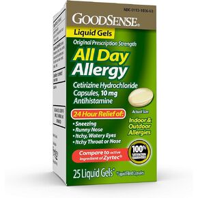 GOODSENSE All Day Allergy Relief, Cetirizine Hydrochloride Capsules 10 mg, 25 Count