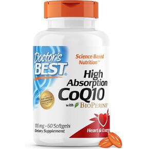 Doctor's Best High Absorption CoQ10 with BioPerine, Gluten Free Naturally Fermented, Heart Health & Energy Production, 100 mg, 60 SoFtgels in Saudi Arabia