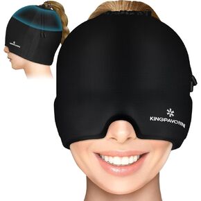Gel Ice Migraine Headache Relief Cap, Adjustable Headache Cap Migraine with Drawstring Fits All Heads, Cold Compression Migraine Relief Cap for Tension, Stress, Sinus, Puffy Eyes, Hot/Cold Therapy