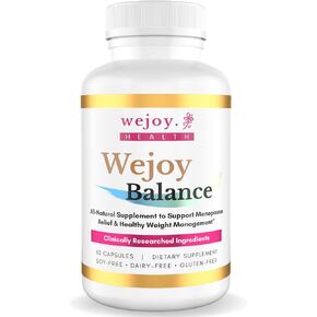مكملات انقطاع الطمث من Wejoy Balance للنساء - تم تركيبها بشكل فريد لتخفيف الهبات الساخنة في سن اليأس ودعم المفاصل وزيادة الوزن والنوم والتعرق الليلي وتساقط الشعر وتقلب المزاج - طبيعي (زجاجة واحدة) in Kuwait