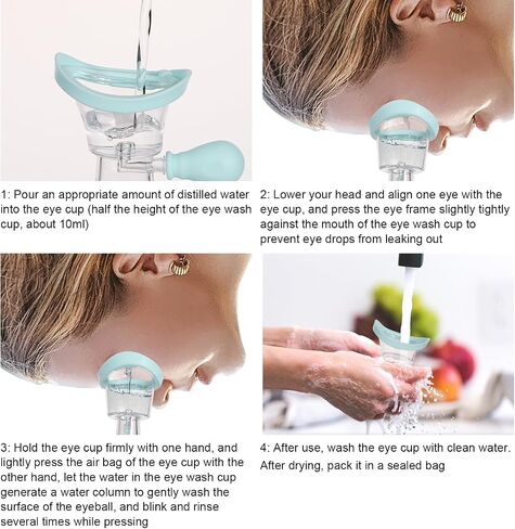 Eye Wash Cup, Manual Air Pressure Eye Wash Cleaner Kit Silicone Eyewash Cups with Storage Container Eye Wash Rinse Cup Effective Eye Cleansing Makeup Irritants Soothing Eyes(Blue) in Saudi Arabia