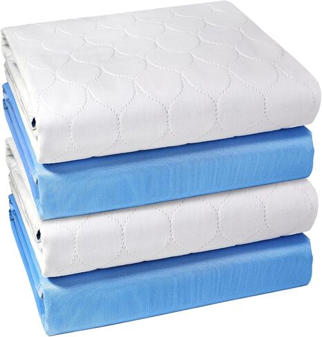 Heavy Absorbency Bed Pad, Washable and Reusable Incontinence Bed Underpads, 34"X36" (4 Pack), Waterproof Mattress Protector | White Incontinence Pads, Waterproof Protective Pad for Bed, Couch, Sofa, Floor, for Kids, Adults, Elderly, and Pets in Saudi Arabia