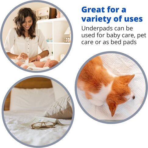 Medline Disposable Underpads 23 x 36 inches (50 Count), Light Absorbency Bed Pads, Puppy Pads, Pee Pads for Dogs and Pet Training Pads, for Adults, Seniors or Baby,Blue in Saudi Arabia