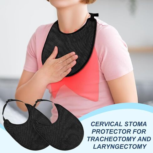 Hercicy 4 Pcs Tracheostomy Neck Stoma Protector Dust Proof Neck Trachea Protector Tracheostomy Supplies Adjustable Black Stoma Guard Neck Stoma Protector for Tracheostomy in Kuwait