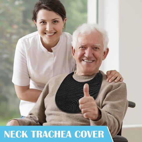 Hercicy 4 Pcs Tracheostomy Neck Stoma Protector Dust Proof Neck Trachea Protector Tracheostomy Supplies Adjustable Black Stoma Guard Neck Stoma Protector for Tracheostomy in Kuwait