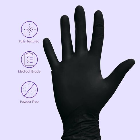 Shamrock Latex Examination Gloves, Black Disposable, Powder Free Gloves, Medical Grade, Safe for Food Handling, Size XL (Extra Large) in Kuwait