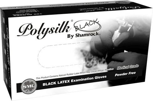 Shamrock Latex Examination Gloves, Black Disposable, Powder Free Gloves, Medical Grade, Safe for Food Handling, Size XL (Extra Large) in Kuwait
