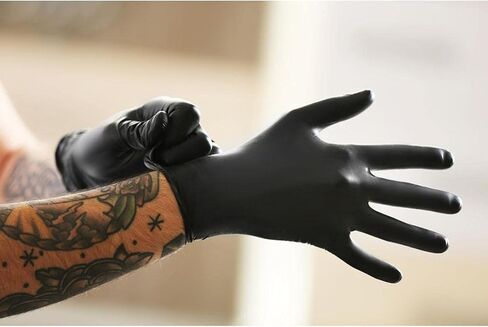 Shamrock Latex Examination Gloves, Black Disposable, Powder Free Gloves, Medical Grade, Safe for Food Handling, Size XL (Extra Large) in Kuwait