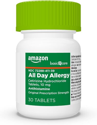 Amazon Basic Care 24 Hour Allergy Relief, Cetirizine Hydrochloride Tablets, 10 mg, 300 Count in Saudi Arabia