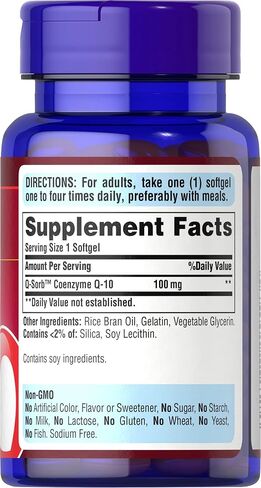 Puritan's Pride Q-Sorb CoQ10 100mg, Supports Heart Health, 60 Rapid Release Softgels, 60 ct in Kuwait