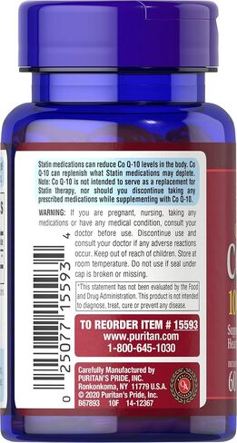 Puritan's Pride Q-Sorb CoQ10 100mg, Supports Heart Health, 60 Rapid Release Softgels, 60 ct in Kuwait
