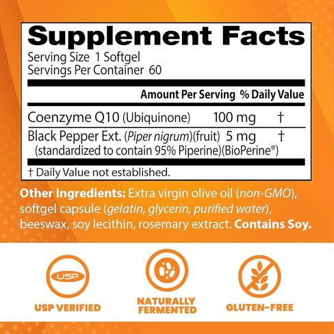أفضل منتج CoQ10 عالي الامتصاص من Doctor's مع BioPerine، خالي من الغلوتين، مخمر بشكل طبيعي، صحة القلب، إنتاج الطاقة، 100 مجم، 120 قطعة in Saudi Arabia