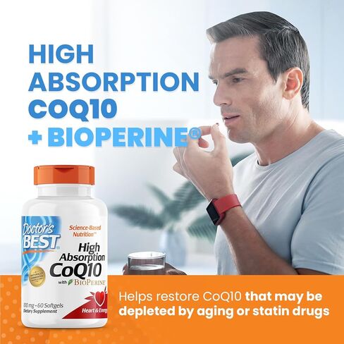 أفضل منتج CoQ10 عالي الامتصاص من Doctor's مع BioPerine، خالي من الغلوتين، مخمر بشكل طبيعي، صحة القلب، إنتاج الطاقة، 100 مجم، 120 قطعة in Saudi Arabia