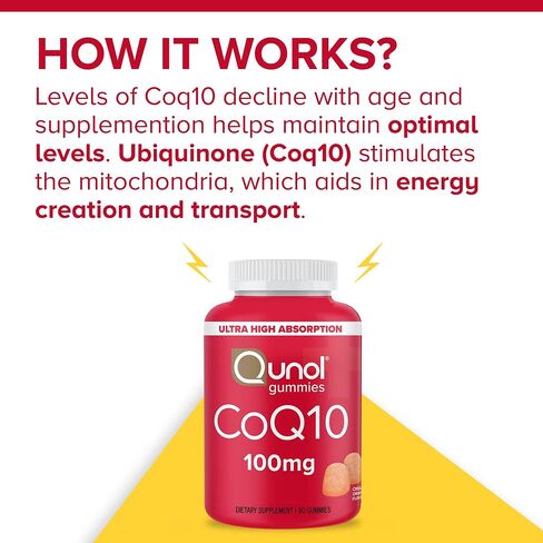 علكة Qunol CoQ10، CoQ10 100 ملغ، مكملات صمغية لذيذة، الإنزيم المساعد Q10 يساعد على دعم صحة القلب، نباتي، خالي من الغلوتين، امتصاص عالي للغاية - 175 قطعة in Kuwait