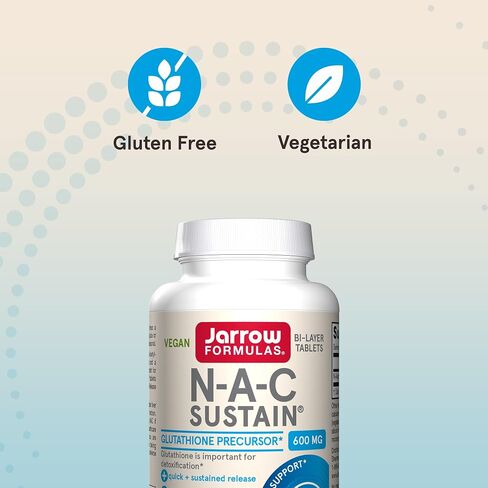 Jarrow Formulas N-A-C Sustain 600 mg - مكمل للأحماض الأمينية المضادة للأكسدة - 60 قرصًا مستدامًا - يدعم وظائف الكبد والرئة - مقدمة للجلوتاثيون - 60 وجبة (قد تختلف التعبئة) in Saudi Arabia