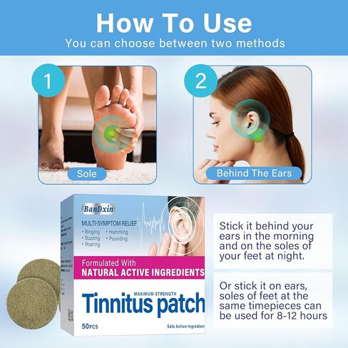 50 قطعة من رقع تخفيف طنين الأذن مع تركيبة عشبية طبيعية، لتحسين فقدان الدم وتعزيز الدم، وتخفيف الطنين وحل طنين الأذن للنساء والرجال in Kuwait