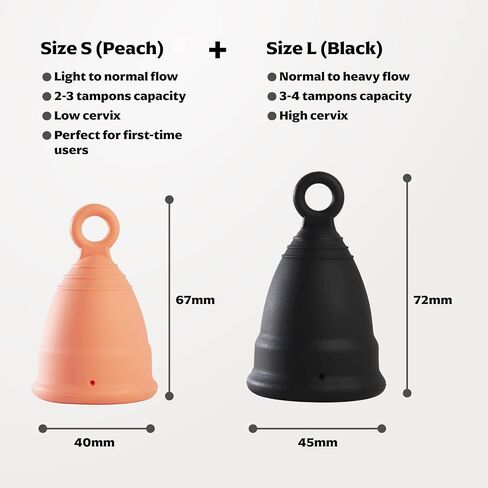 Zeerocup Reusable Menstrual Cup 2 Pack - Small & Large Soft Medical-Grade Silicone Period Cups with Pull-Tab for Easy Removal, Leak-Proof Hygiene - Tampon, Disc & Pad Alternative in Saudi Arabia