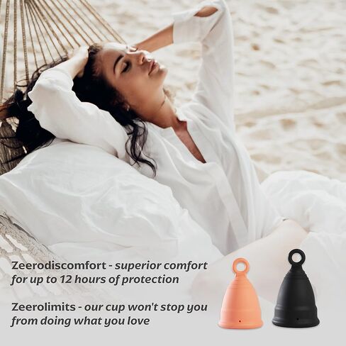 Zeerocup Reusable Menstrual Cup 2 Pack - Small & Large Soft Medical-Grade Silicone Period Cups with Pull-Tab for Easy Removal, Leak-Proof Hygiene - Tampon, Disc & Pad Alternative in Saudi Arabia
