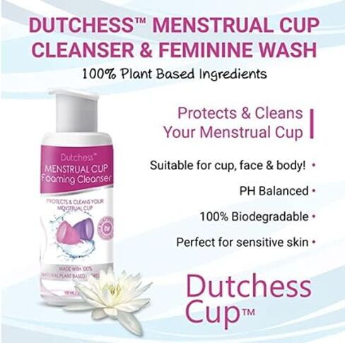 Dutchess Menstrual Cup Foaming Cleanser (3.4 oz) - Suitable for Silicone Menstrual Cups - PH Balanced Plant Based Ingredients in Kuwait