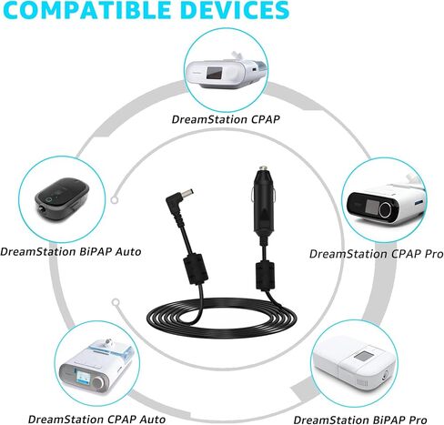 سلك طاقة لشحن السيارة 12 فولت متوافق مع محول طاقة السيارة من Philips Respironics DreamStation CPAP BiPAP، Dreamstation 2 Auto CPAP Advance Machine قابس ولاعة السجائر in Kuwait