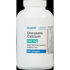 Major Docusate Calcium 240 mg Stool Softener Laxative Sodium Free - 500 Softgels in Saudi Arabia