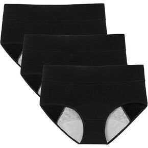 POKARLA Women's Incontinence Underwear High Absorbency Period Cotton Underwear Heavy Flow Leakproof Panties Postpartum Menstrual Protective Briefs 3 Pack