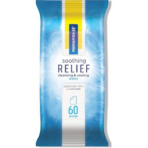 مناديل مبللة للتنظيف والتبريد من بريسبيشن إتش، مناديل مبللة بالصبار والبندق الساحرة لتخفيف حكة المؤخرة - 60 قطعة in Kuwait