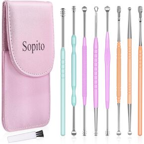 مجموعة إزالة شمع الأذن، مجموعة مغرفة الأذن من سوبيتو، 10 قطع، أدوات خاصة للعائلة مع حقيبة تخزين وفرشاة in Kuwait