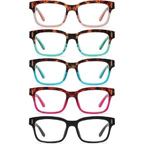 5 Pack Stylish Two Tone Glasses for Women - Pattern Ladies Readers +0.00