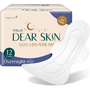 DEAR SKIN Air Embo Derma Sanitary Pads - [Overnight / 12 Count], Extra Long Sanitary Pads, Heavy Absorbency, Leak-Free Guard, Breathable Layers, Overnight Pads with Wings, in Saudi Arabia