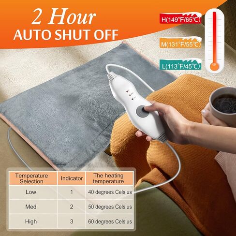 Heating Pad, Fast Heating Electric Heated Foot Warmers for Men and Women with 3 Heat Settings, Electric Foot Warmer Heating Pad for Back Pain Relief, Extra Large Heating Pad for Neck and Shoulder in Kuwait