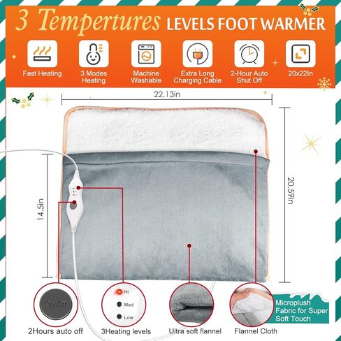Heating Pad, Fast Heating Electric Heated Foot Warmers for Men and Women with 3 Heat Settings, Electric Foot Warmer Heating Pad for Back Pain Relief, Extra Large Heating Pad for Neck and Shoulder in Kuwait