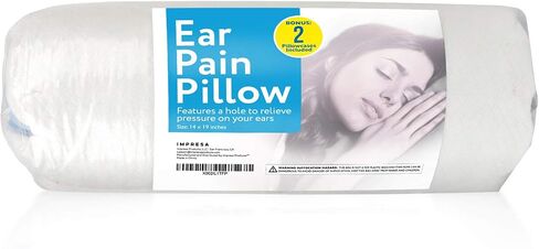 IMPRESA Firm Memory Foam Pillow with an Ear Hole - Includes 2 Pillowcases - Helps Reduce Ear Pain from CNH, Pressure Sores, Post Ear Surgery, Ear Pain or Ear Plugs - Non-Adjustable in Saudi Arabia