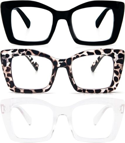 REAVEE Oversized Square Reading Glasses Oprah Style for Women, Blue Light Blocking Large Frame Computer Readers Spring Hinge in Kuwait