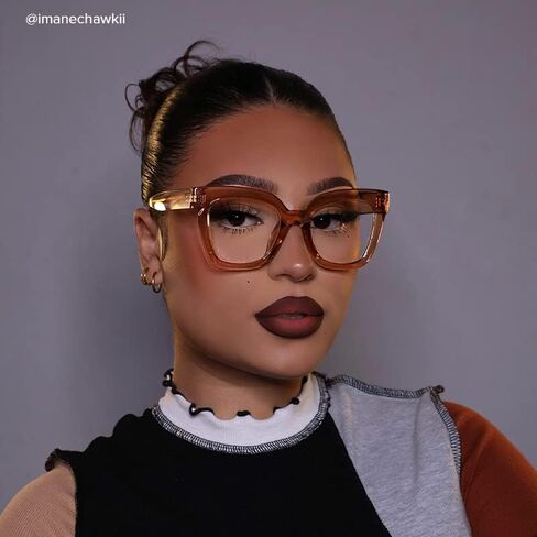 VOOGLAM Stylish Square Blue Light Blocking Glasses for Women Men Anti Eyestrain UV Eyewear Naila in Kuwait