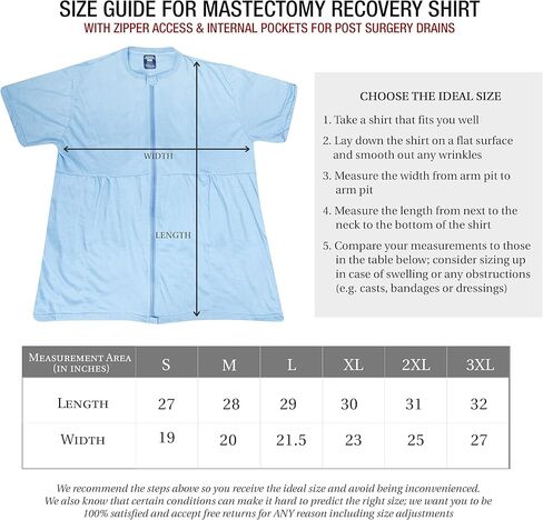 Inspired Comforts Mastectomy Recovery Shirt with Drain Pockets & Fasteners to Hold Drainage Tubes in Kuwait