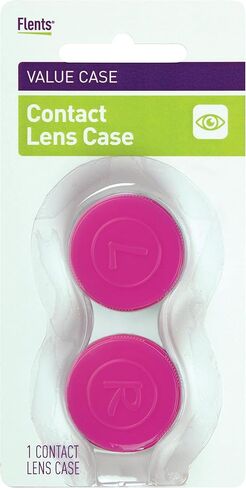 Flents Contact Lens Case, Soft Grip for Hard or Soft Lenses, Large Letters for Easy Identification, Portable Travel-Sized, Slimline Soft Grip, Color May Vary in Kuwait