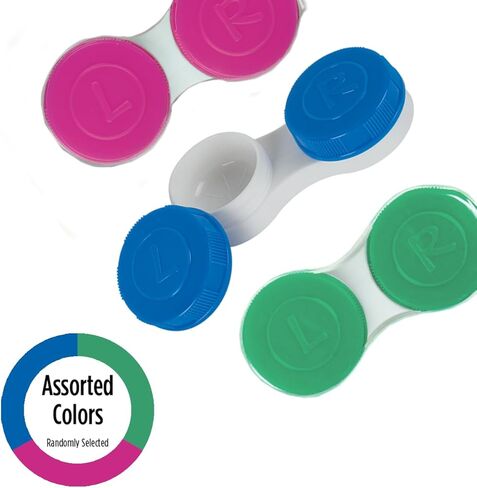 Flents Contact Lens Case, Soft Grip for Hard or Soft Lenses, Large Letters for Easy Identification, Portable Travel-Sized, Slimline Soft Grip, Color May Vary in Kuwait