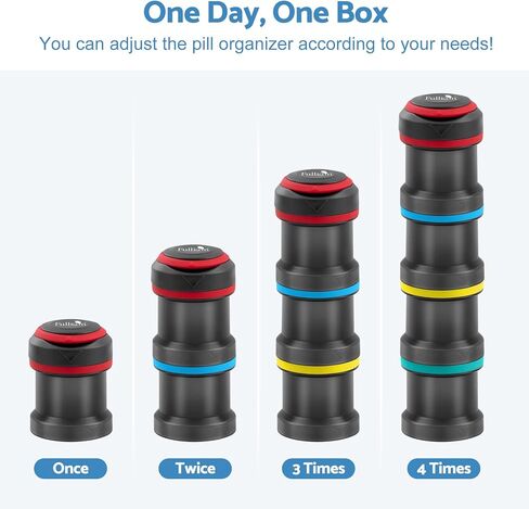 Fullicon Weekly Pill Organizer, Waterproof 7 Day Compact Small Portable Pill Box with 8 Compartment, Travel Pill Case, Stackable Medicine Organizer for Vitamin/Fish Oil/Supplements in Kuwait