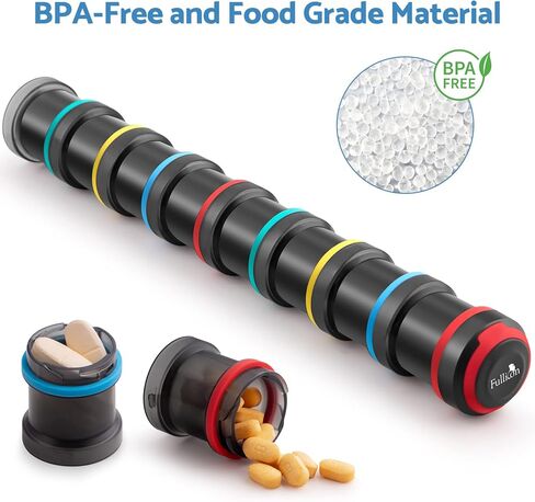 Fullicon Weekly Pill Organizer, Waterproof 7 Day Compact Small Portable Pill Box with 8 Compartment, Travel Pill Case, Stackable Medicine Organizer for Vitamin/Fish Oil/Supplements in Kuwait