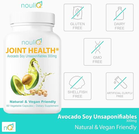 NOULIQ Natural and Vegan Friendly Joint Health Supplement, Avocado Soy Unsaponifiables 300mg,60 Vegetable Capsules, 2 Months Supply in Saudi Arabia