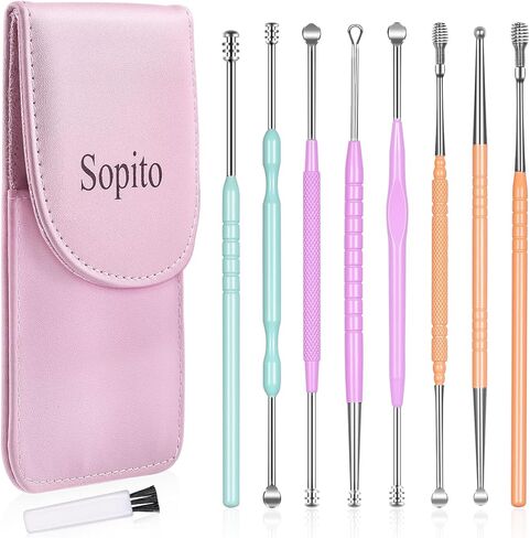 مجموعة إزالة شمع الأذن، مجموعة مغرفة الأذن من سوبيتو، 10 قطع، أدوات خاصة للعائلة مع حقيبة تخزين وفرشاة in Kuwait