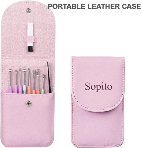 مجموعة إزالة شمع الأذن، مجموعة مغرفة الأذن من سوبيتو، 10 قطع، أدوات خاصة للعائلة مع حقيبة تخزين وفرشاة in Kuwait