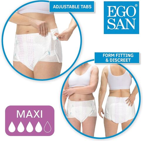 حفاضات Egosan Maxi لحفاضات البالغين للاستعمال مرة واحدة، أقصى قدر من الامتصاص وأشرطة قابلة للتعديل للرجال والنساء (متوسطة، 15 قطعة) in Kuwait