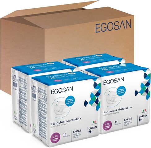 حفاضات Egosan Maxi لحفاضات البالغين للاستعمال مرة واحدة، أقصى قدر من الامتصاص وأشرطة قابلة للتعديل للرجال والنساء (متوسطة، 15 قطعة) in Kuwait