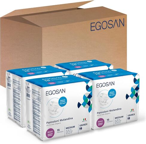 حفاضات Egosan Maxi لحفاضات البالغين للاستعمال مرة واحدة، أقصى قدر من الامتصاص وأشرطة قابلة للتعديل للرجال والنساء (متوسطة، 15 قطعة) in Kuwait