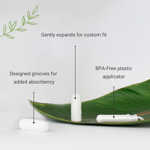 Veeda 100% Natural Cotton Tampons - Super Absorbency with Leak Proof Protection - Compact BPA-Free Applicator - Unscented & Free from Chlorine, Toxin - 16 Count in Kuwait