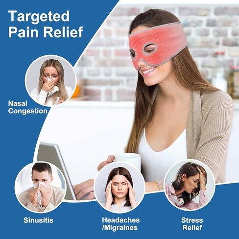 قناع الجيوب الأنفية المُسخن - قناع الجيوب الأنفية الحراري الرطب مع 3 إعدادات للحرارة، 5 إعدادات للتوقيت، وسادة تدفئة كبيرة جدًا للوجه للعيون والجيوب الأنفية والصداع النصفي وصداع التوتر in Kuwait