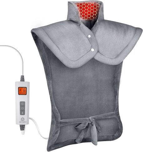 Weighted Heating Pad for Neck and Shoulders- 2.4lb Electric Neck Heating Pads for Neck Cramps Pain Relief, Heat Pads with 6 Heating Levels, 4 Auto-Off, Gifts for Women Men Mom Dad, 22"x22" in Saudi Arabia